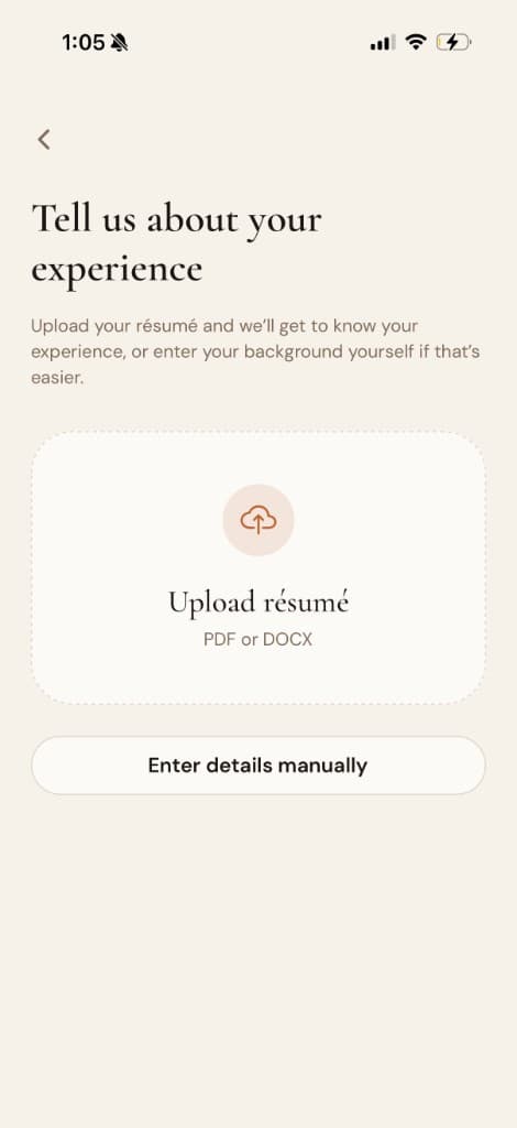 CareerScope résumé upload screen